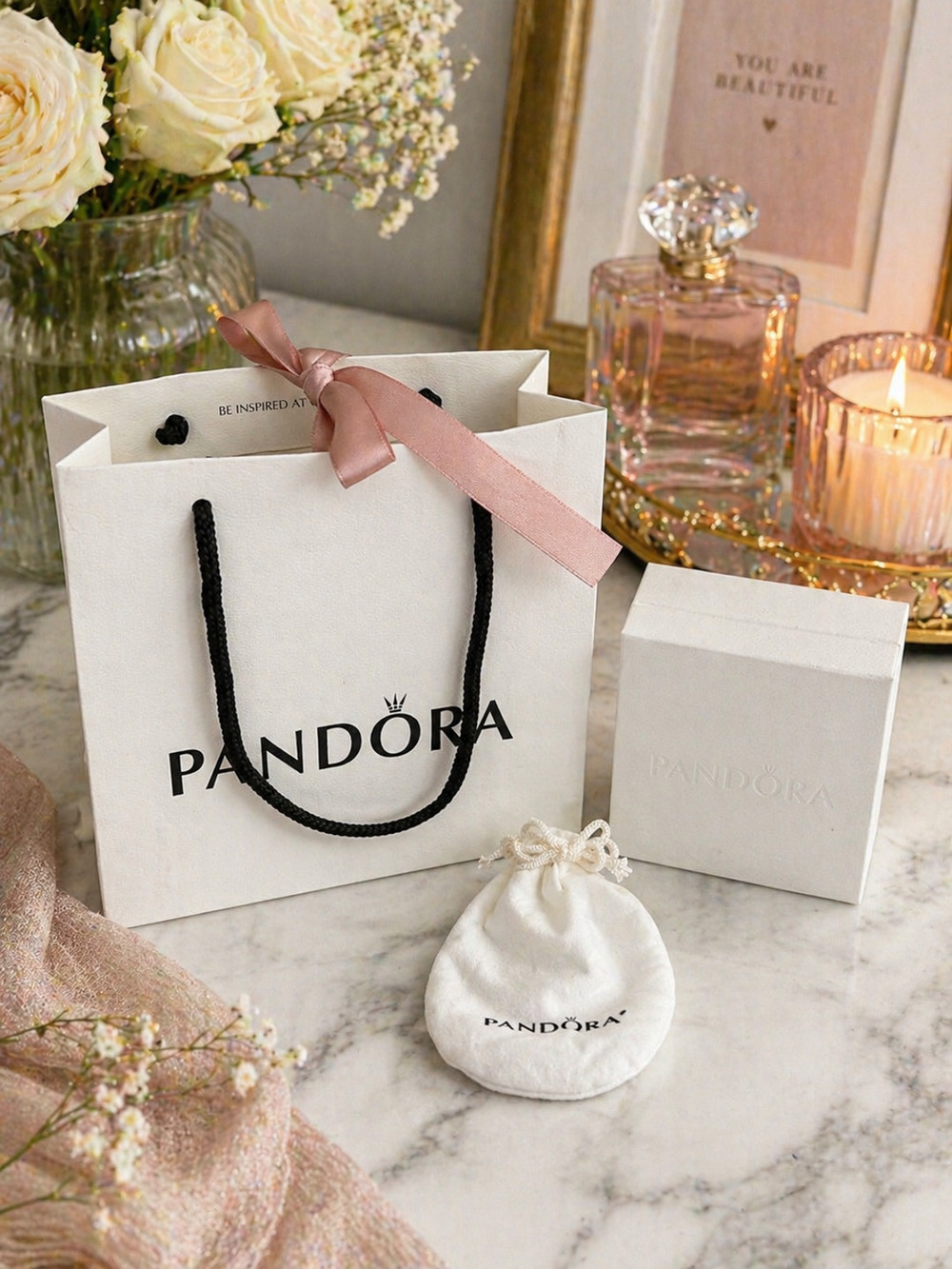 Authentic Pandora Gift Bag Box & Pouch Jewelry Packaging Bundle 3-Piece Set